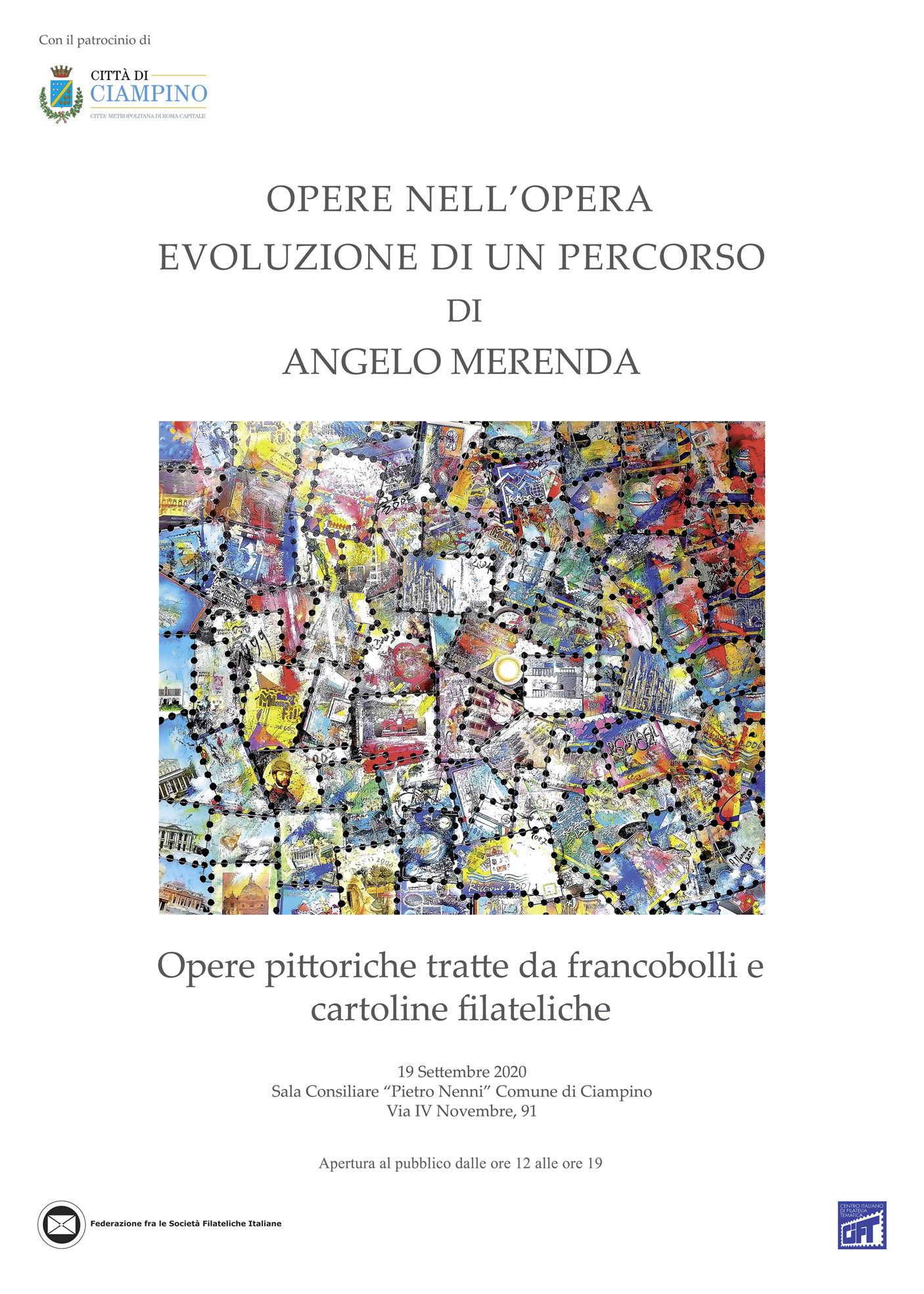 19 settembre: Opere nell'opera - Opere pittoriche tratte da francobolli e cartoline filateliche - Ingresso dalle 12:00 alle 19:00