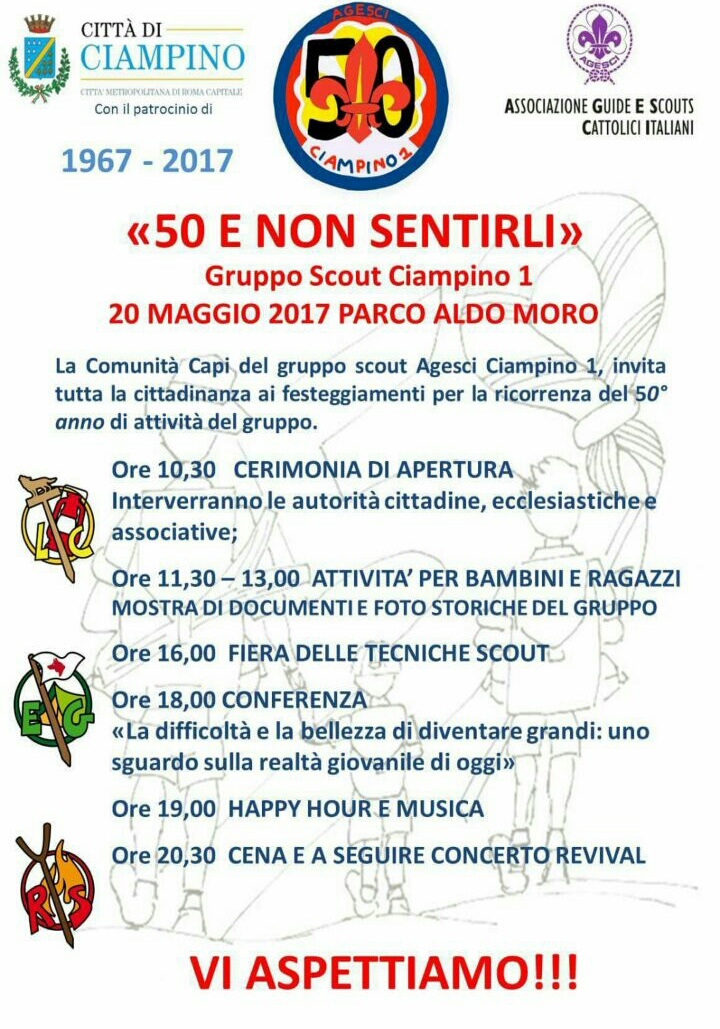 20/05/2017 il Gruppo Scout Ciampino organizza "50 e non sentirli"