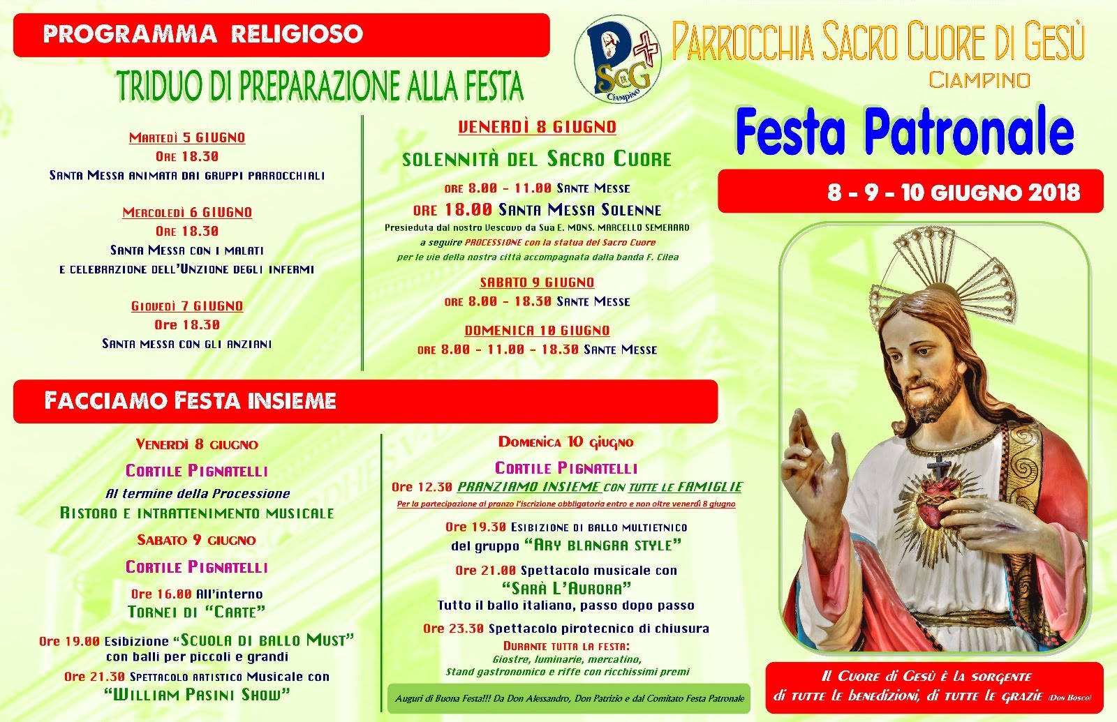 Patrono 2018: Festa del Sacro Cuore di Gesù e chiusura uffici comunali