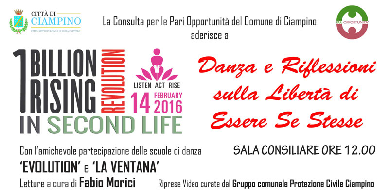 Il Comune e la Consulta Pari Opportunità aderiscono al One billion Rising 2016