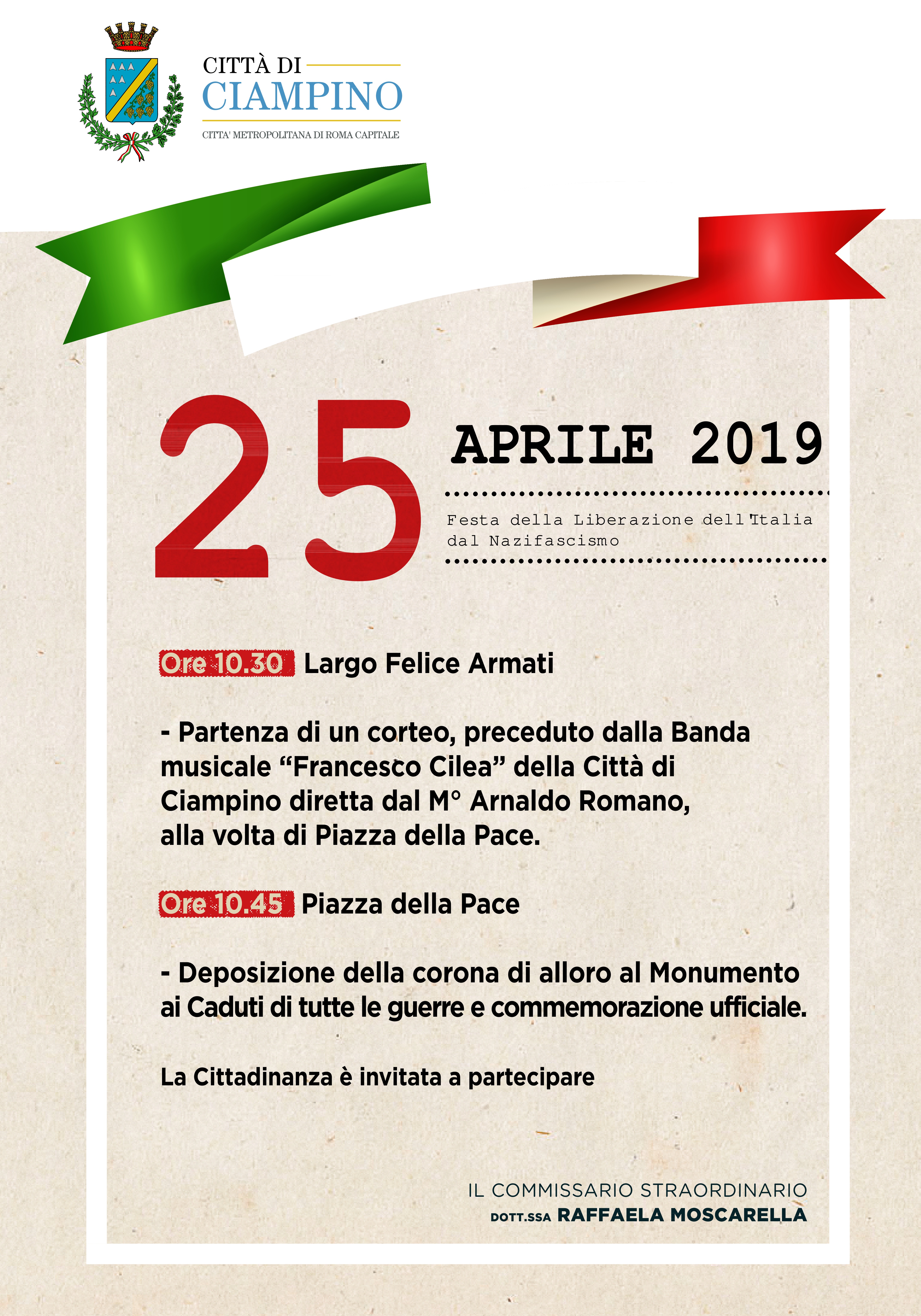 Giovedì 25 aprile, corteo per la ricorrenza della Festa della Liberazione