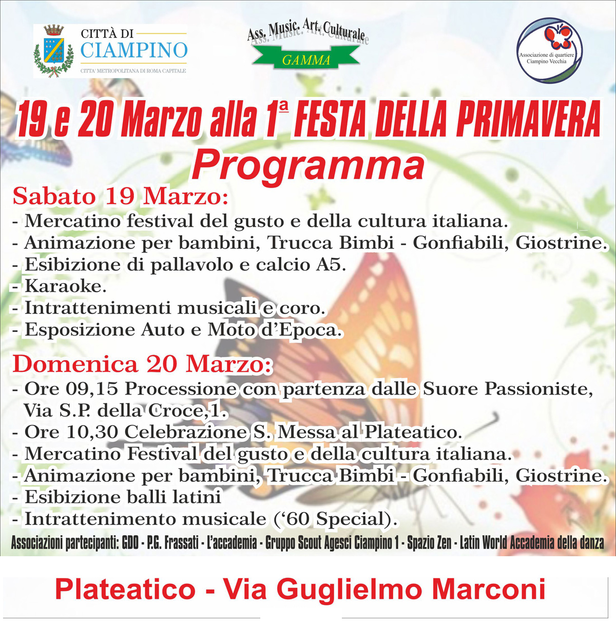 "I° Festa della Primavera", sabato 19 e domenica 20 marzo 2016 al Plateatico di Morena