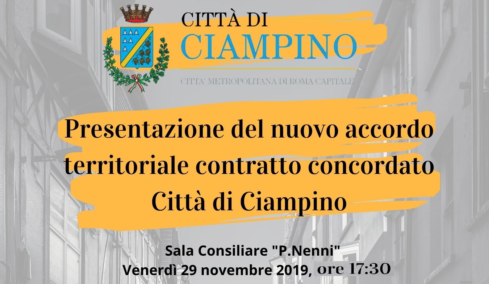 29 novembre: presentazione del nuovo accordo territoriale contratto concordato Città di Ciampino