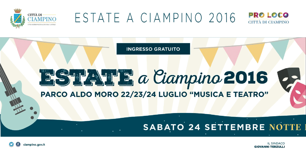 22/23/24 luglio 2016: musica e teatro al parco comunale. Ingresso gratuito