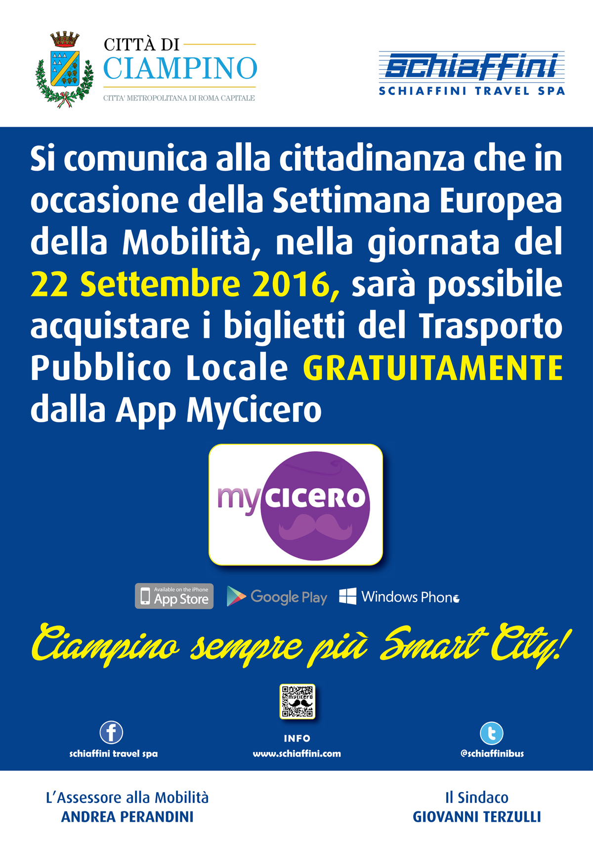 Settimana europea della Mobilità. Schiaffini: biglietti TPL gratuiti per il 22/09/2016