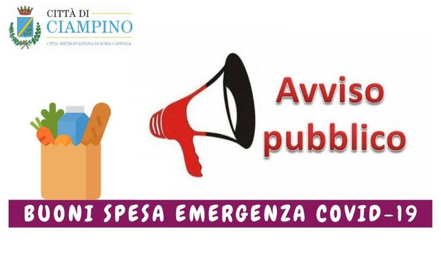 AVVISO PUBBLICO: procedura erogazione buoni spesa per le esigenze primarie derivanti da emergenza COVID-19 - Maggio 2021